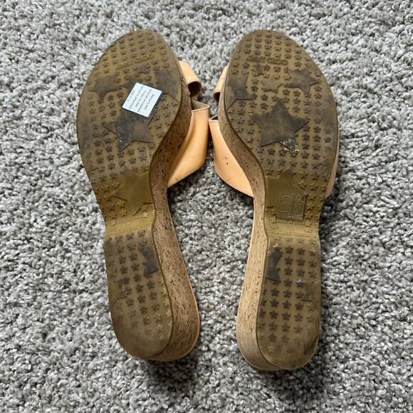 Jimmy Choo Womens 41 Nude Patent Leather Criss-Cross Wedge Slide Sandals - Picture 9 of 11